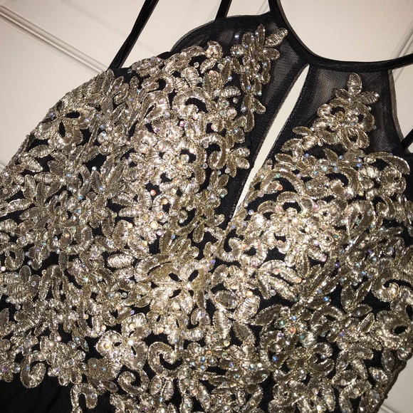 Beautiful Black & Gold Prom Dress - Picture 3 of 7